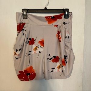 Grey Floral Shorts w/ Pockets